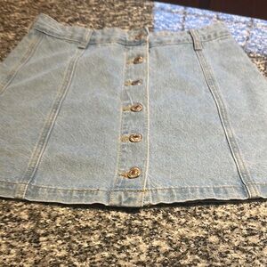Denim Button-Front Skirt